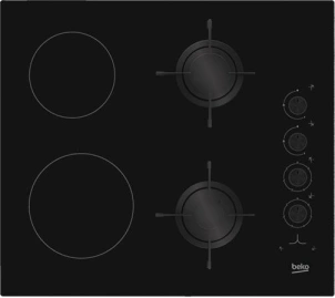 Варильна поверхня Beko комбінована (2 газ + 2 склокераміка), 60см, чорний №1
