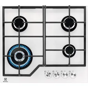Варочная поверхность Electrolux газовая на стекле, 60см, чугун, белый №1