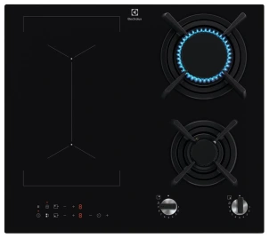 Варочная поверхность Electrolux комбинированная (2 газ + 2 инд), 60см, расширенная зона, чугун, черный №1