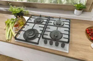 Варочная поверхность Gorenje газовая на стекле, 60см, чугун, белый №3