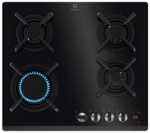 Варочная поверхность Electrolux газовая на стекле, 60см, чугун, электрон. управление, Hob2Hood, черный №2
