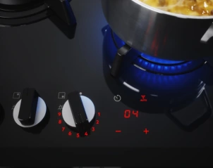Варочная поверхность Electrolux газовая на стекле, 60см, чугун, электрон. управление, Hob2Hood, черный №6
