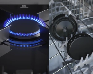 Варочная поверхность Electrolux газовая на стекле, 60см, чугун, электрон. управление, Hob2Hood, черный №9