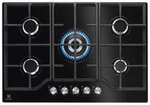 Варочная поверхность Electrolux газовая на стекле, 75см, чугун, черный №1