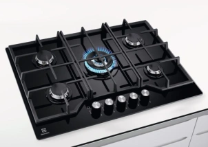 Варочная поверхность Electrolux газовая на стекле, 75см, чугун, черный №3