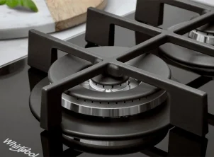 Варочная поверхность Whirlpool газовая на стекле, 60см, чугун, конфорка с двойным рядом пламени, черный №6