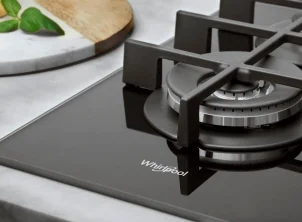 Варочная поверхность Whirlpool газовая на стекле, 60см, чугун, конфорка с двойным рядом пламени, черный №7