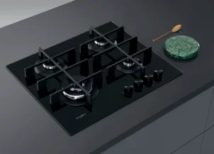 Варочная поверхность Whirlpool газовая на стекле, 60см, чугун, конфорка с двойным рядом пламени, черный №8