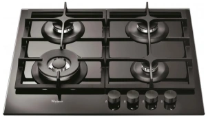 Варочная поверхность Whirlpool газовая на стекле, 60см, чугун, конфорка с двойным рядом пламени, черный №2