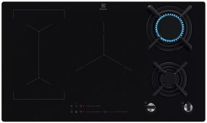 Варочная поверхность Electrolux комбинированная (2 газ + 3 инд), 90см, расширенная зона, чугун, черный №1