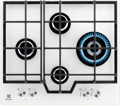 Варочная поверхность Electrolux газовая на стекле, 60см, чугун, белый