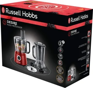 Кухонная машина Russell Hobbs Desire 600Вт, чаша-пластик, корпус-пластик, насадок-9, красный №6