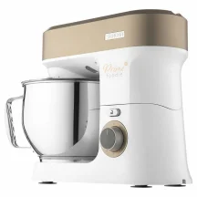 Кухонная машина Sencor 1200Вт, чаша-металл, корпус-пластик, насадок-19, коричнево-белый