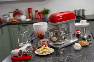 Кухонная машина Gorenje 1000Вт, чаша-металл, корпус-металл, насадок-7, серебристо-красный №6