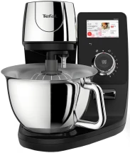Кухонная машина Tefal I-Coach Touch, 1200Вт, чаша-металл, корпус-металл+пластик, дисплей, насадок-3, подкл. к смартфону, черный