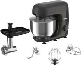 Кухонная машина Tefal Bake Essential 800Вт, чаша-металл, корпус-металл/пластик, насадок-4, черный