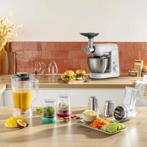 Кухонная машина Tefal Bake Partner 1100Вт, чаша-металл, корпус-пластик, насадок-8, белый №10