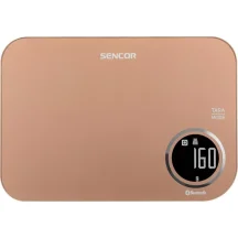 Весы Sencor кухонные, 5кг, подключение к смартфону, AAAx2, пластик, золотой