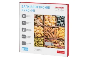 Весы Ardesto кухонные Pasta, 5кг, AAAx2 в комплекте, стекло, многоцветный. №7