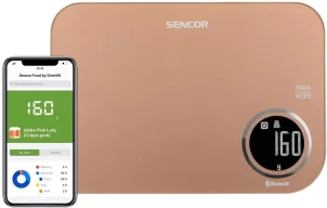 Весы Sencor кухонные, 5кг, подключение к смартфону, AAAx2, пластик, золотой №4