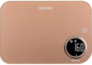 Весы Sencor кухонные, 5кг, подключение к смартфону, AAAx2, пластик, золотой №11