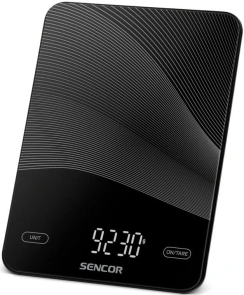 Весы кухонные Sencor, 10кг, аккумулятор 250mAh, USB-C, смысл. упр., стекло, черный №1