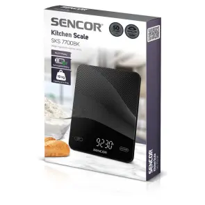 Весы кухонные Sencor, 10кг, аккумулятор 250mAh, USB-C, смысл. упр., стекло, черный №5