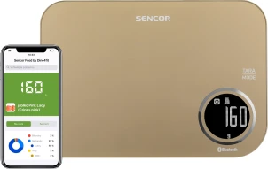 Весы Sencor кухонные, 5кг, подключение к смартфону, AAAx2, пластик, бронзовый №3
