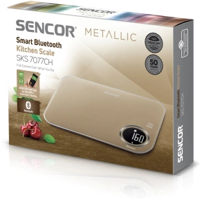 Весы Sencor кухонные, 5кг, подключение к смартфону, AAAx2, пластик, бронзовый №9