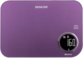 Весы Sencor кухонные, 5кг, подключение к смартфону, AAAx2, пластик, фиолетовый