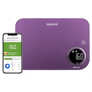 Весы Sencor кухонные, 5кг, подключение к смартфону, AAAx2, пластик, фиолетовый №3