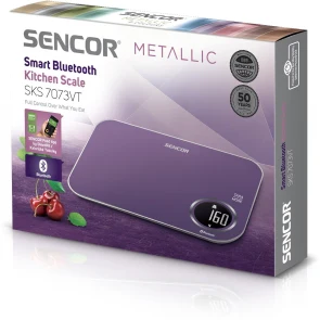 Весы Sencor кухонные, 5кг, подключение к смартфону, AAAx2, пластик, фиолетовый №8