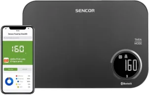 Весы Sencor кухонные, 5кг, подключение к смартфону, AAAx2, пластик, черный №4