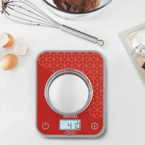 Весы Tefal кухонные Optiss, 5кг, AAAx2 в комплекте, стекло, красный №8
