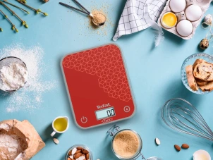 Весы Tefal кухонные Optiss, 5кг, AAAx2 в комплекте, стекло, красный №11