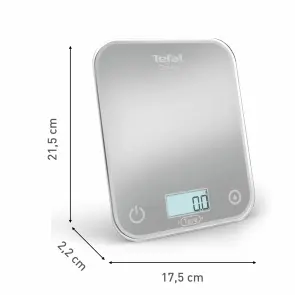 Ваги Tefal кухонні Optiss, 5кг, AAAx2 в комплекті, скло, срібло №6