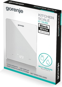 Весы Gorenje кухонные, 10кг, AAAx3 в комплекте, дисплей, стекло, белый №5