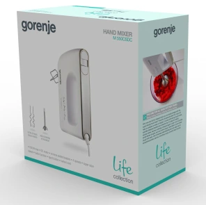 Міксер Gorenje ручний 550Вт, насадки-4 вінчика + блендер, турборежим, білий №7