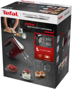 Миксер Tefal ручной Powermix Silence 600Вт, насадки-4, турборежим, бордовый. №2