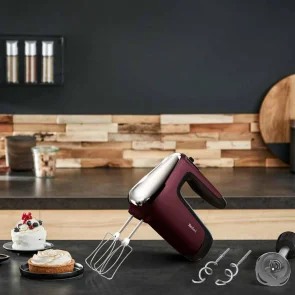 Миксер Tefal ручной Powermix Silence 600Вт, насадки-4, турборежим, бордовый. №5