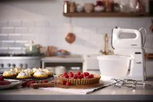 Міксер Philips стаціонарний Viva Collection 450Вт, насадки-4, чаша-пластик, 3л, біло-сірий №3
