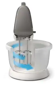 Міксер Philips стаціонарний Viva Collection 450Вт, насадки-4, чаша-пластик, 3л, біло-сірий №5