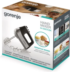 Міксер Gorenje ручний 500Вт, насадки-4 вінчика, турборежим, чорний №4