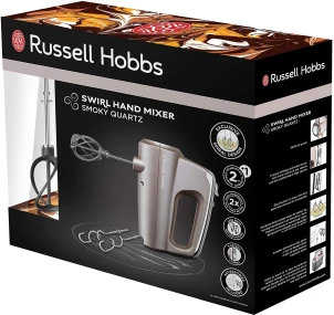 Міксер Russell Hobbs ручний Smoky Quartz, 350Вт, насадки-4, турборежим, сріблястий №7