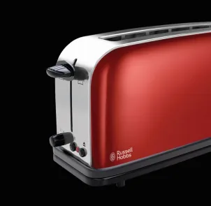 Тостер Russell Hobbs Classic 1100Вт, длинные слоты, металл, красный №5