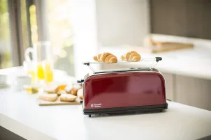 Тостер Russell Hobbs Classic 1100Вт, длинные слоты, металл, красный №8