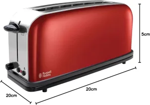 Тостер Russell Hobbs Classic 1100Вт, длинные слоты, металл, красный №11