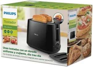 Тостер Philips Daily Collection 830Вт, кришка від пилу, пластик, чорний №5