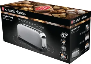 Тостер Russell Hobbs Oxford 1000Вт, довгі слоти, метал, сріблястий №3