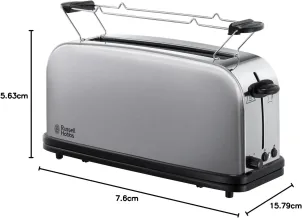 Тостер Russell Hobbs Oxford 1000Вт, довгі слоти, метал, сріблястий №9